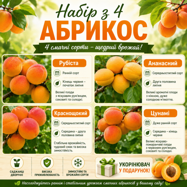 Набір: 4 плодові абрикоси за 400 грн